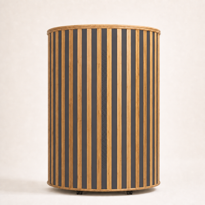 Helsi One Sauna Dome in Charcoal, standing upright