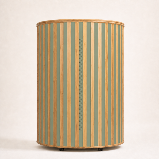 Helsi One Sauna Dome in Sage, standing upright