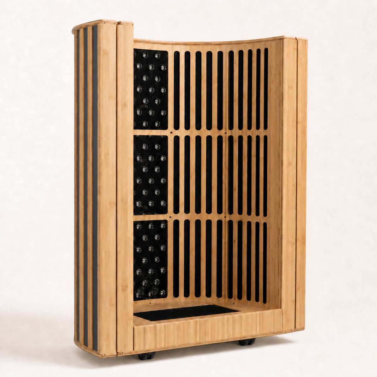 Helsi One Sauna Dome in Charcoal, interior view standing upright