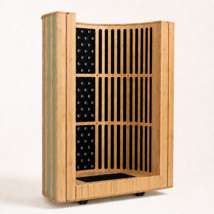 Helsi One Sauna Dome in Sage, interior view standing upright