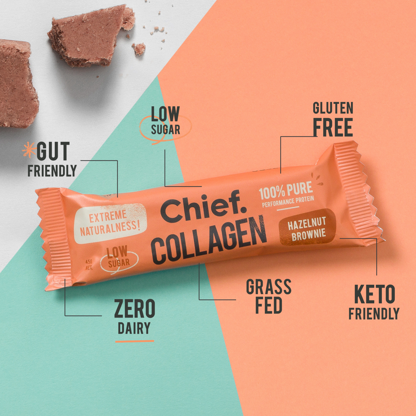 Chief Collagen Hazelnut Brownie Bars (12 pack)