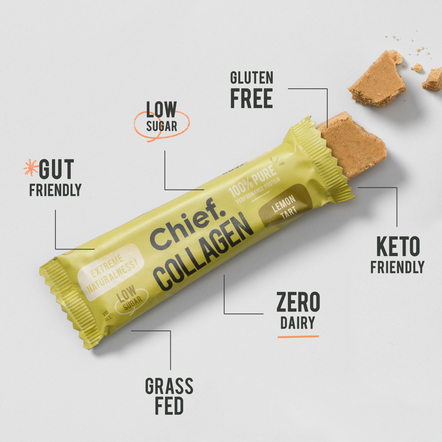 Chief Collagen Lemon Tart Bars (12 pack)