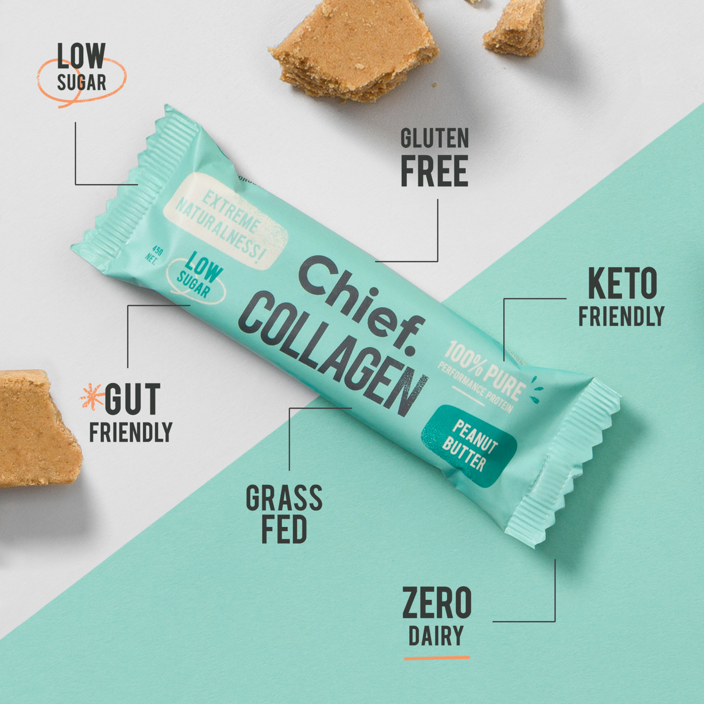Chief Collagen Peanut Butter Bars (12 pack)
