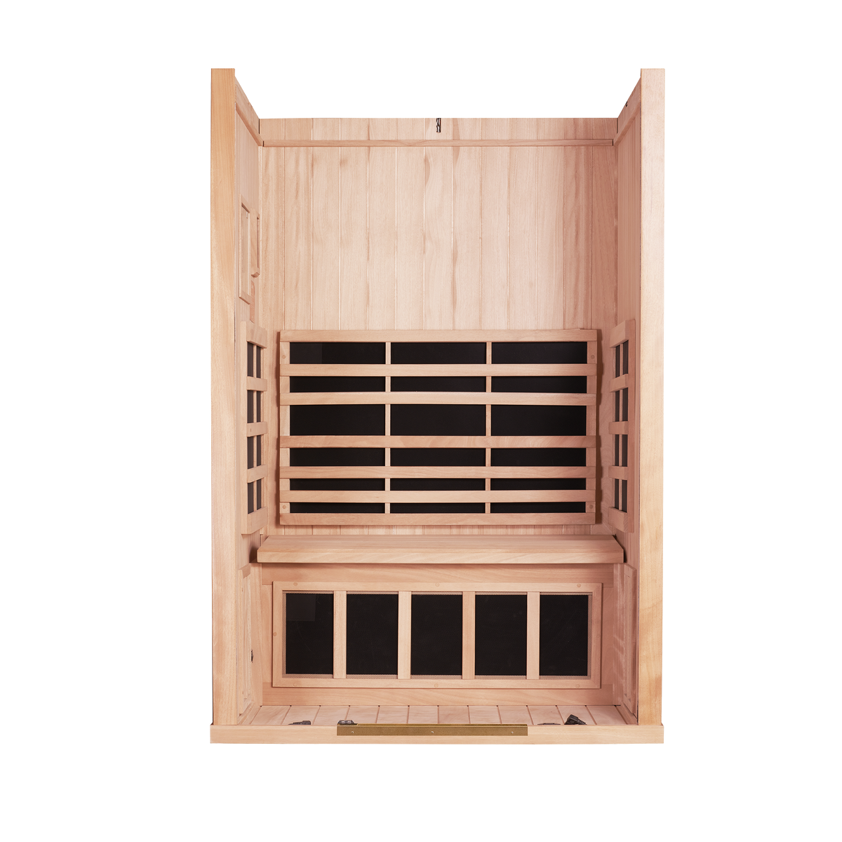 Sanctuary 2 Person Pro infrared sauna, interior heater panels and bench