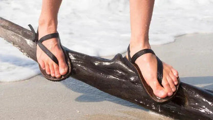 Earth Runners Lifestyle Grounding Sandals Black on model