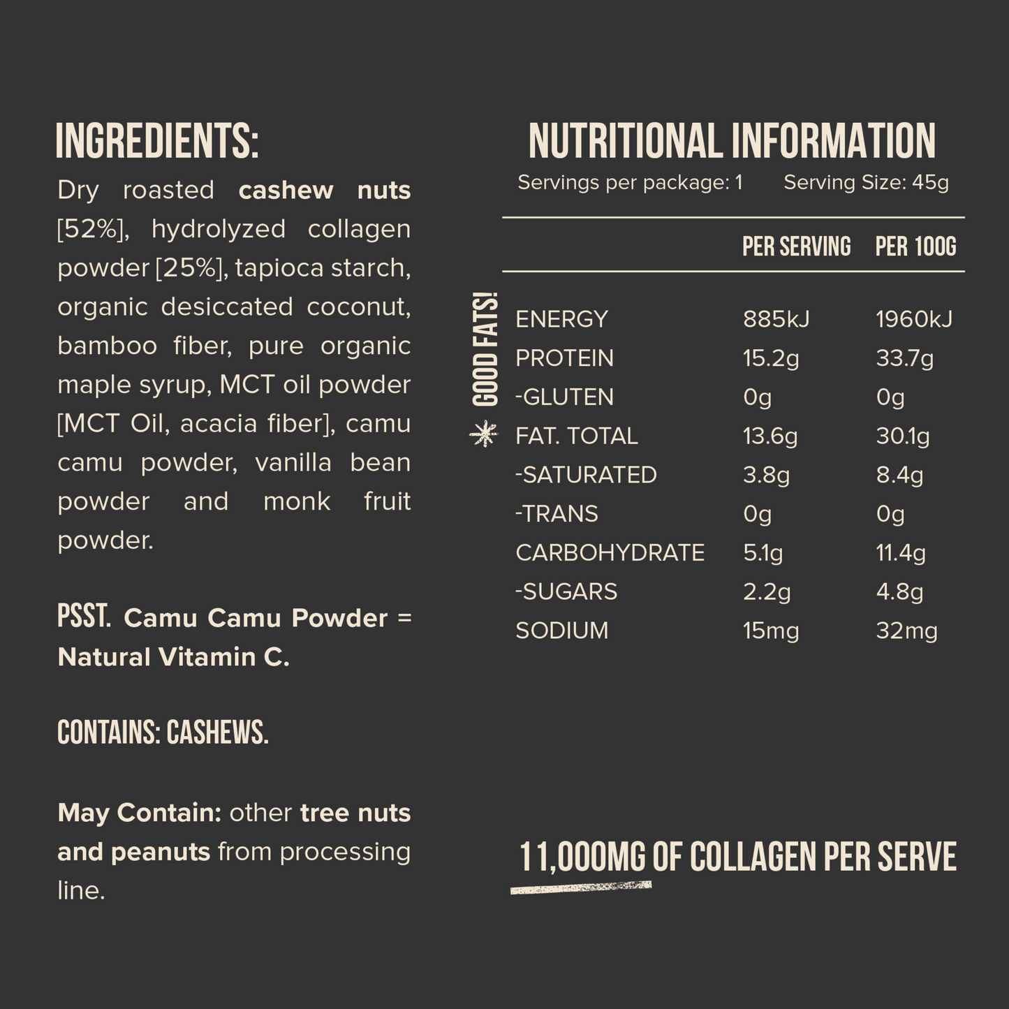 Chief Collagen Cashew Shortbread Bars (12 pack)