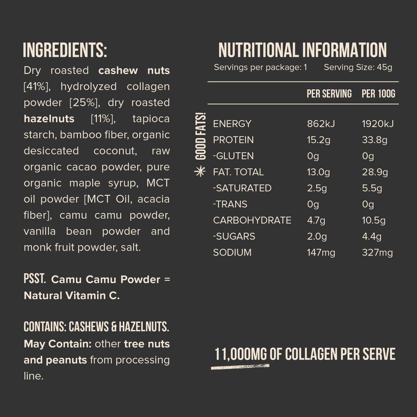 Chief Collagen Hazelnut Brownie Bars (12 pack)