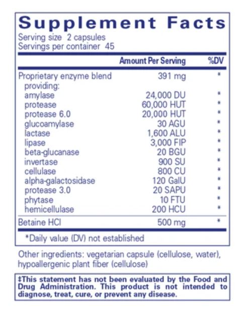 Pure Encapsulations Digestive Enzymes Ultra with Betaine HCl