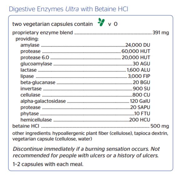 Pure Encapsulations Digestive Enzymes Ultra with Betaine HCl