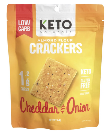Keto Naturals Almond Flour Crackers - Cheddar & Onion