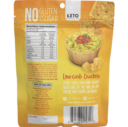 Keto Naturals Almond Flour Crackers - Cheddar & Onion