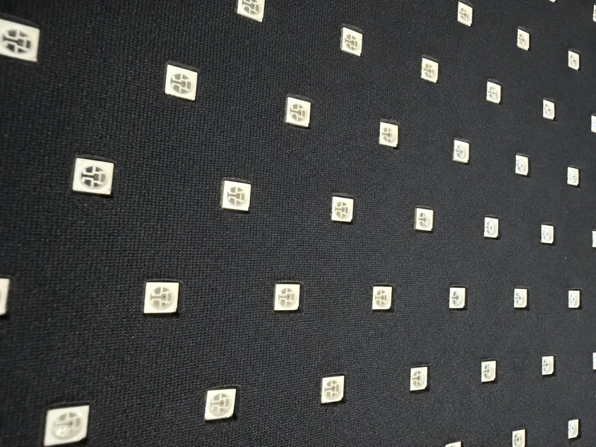 Close-up of the fabric and LEDs on an infraredi wrap