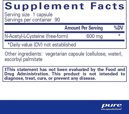 Pure Encapsulations NAC 600mg 90 capsules